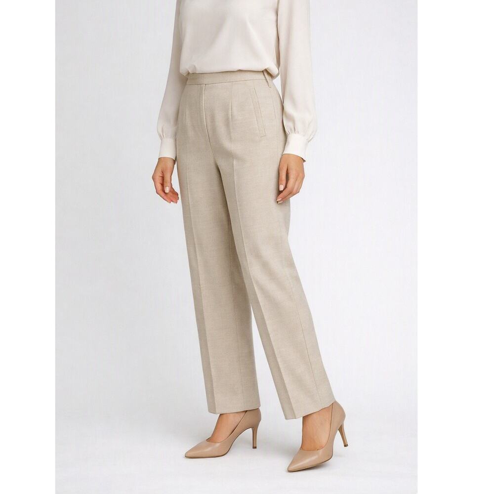 Pendleton High Rise Dress Pants Womens 10 100% Virgin Wool Lined Beige Career